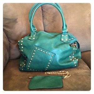 Gold-studded Green Handbag